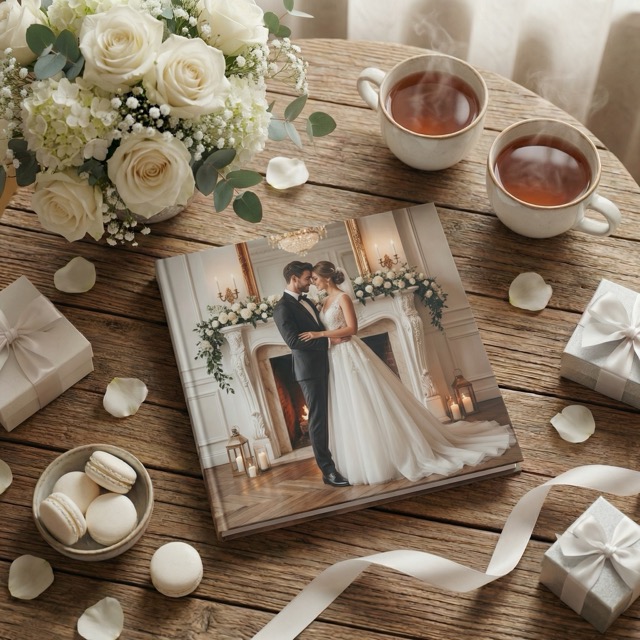 Элегантная свадебная фотокнига на премиальной бумаге